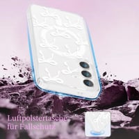 UEEBAI Magnetický silikónový kryt pre Samsung Galaxy A16 4G/5G, priehľadné ochranné puzdro s motívom motýľa a bezdrôtovým nabíjaním, biele 6