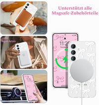 UEEBAI Magnetický silikónový kryt pre Samsung Galaxy A16 4G/5G, priehľadné ochranné puzdro s motívom motýľa a bezdrôtovým nabíjaním, biele 2