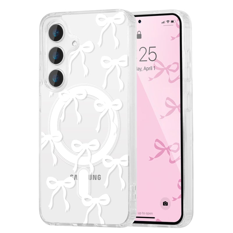 UEEBAI Magnetický silikónový kryt pre Samsung Galaxy A16 4G/5G, priehľadné ochranné puzdro s motívom motýľa a bezdrôtovým nabíjaním, biele