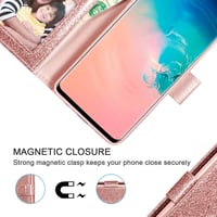 UEEBAI PU Bőr Flip Tok Samsung Galaxy S10 Plus Telefonhoz - 3D Pillangó Mintás Csillogó Kártyatartós Védőtok Állvánnyal, Rózsaarany

AI: I'v 5