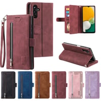 Puzdro UEEBAI pre Samsung Galaxy A54 5G, retro kožené vyklápacie knižkové puzdro, fialové 7