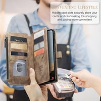 UEEBAI Samsung Galaxy A56 5G Tok Barna Retro Pénztárca Mágneses Zárás Kártyatartó Állvány Funkció Flip Telefontok 3
