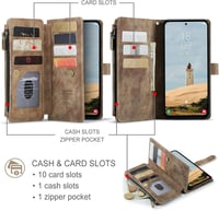 UEEBAI Samsung Galaxy A56 5G Tok Barna Retro Pénztárca Mágneses Zárás Kártyatartó Állvány Funkció Flip Telefontok 2