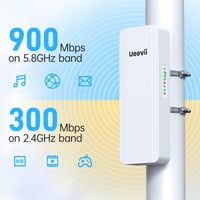 UeeVii 2,4G & 5G dvojpásmový bezdrôtový most IP65 vonkajší bod-bod WiFi CPE, 2x1000 Mbps RJ45 port, 16 dBi anténa, dosah 5 km, 24V PoE napájanie 4