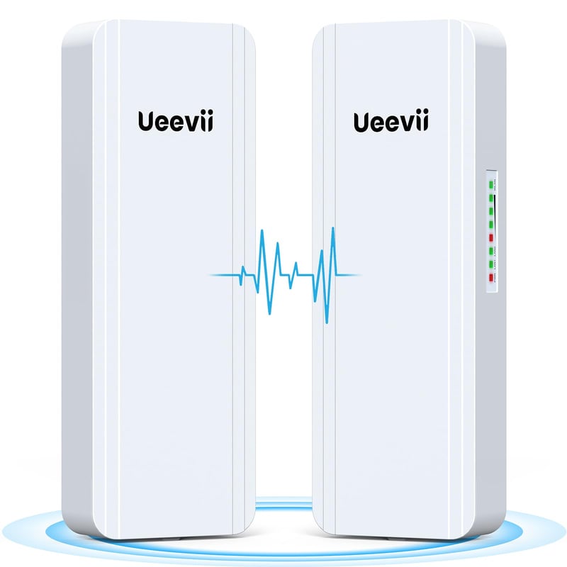 UeeVii 2,4G & 5G dvojpásmový bezdrôtový most IP65 vonkajší bod-bod WiFi CPE, 2x1000 Mbps RJ45 port, 16 dBi anténa, dosah 5 km, 24V PoE napájanie