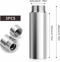 UESDU 3 db rozsdamentes zuhanyfej hosszabbító 1/2" 80mm csatlakozó 2