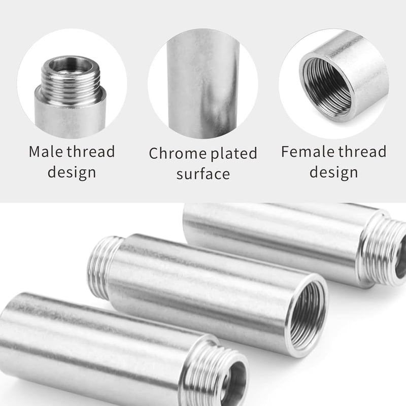 UESDU 3 db rozsdamentes zuhanyfej hosszabbító 1/2" 80mm csatlakozó