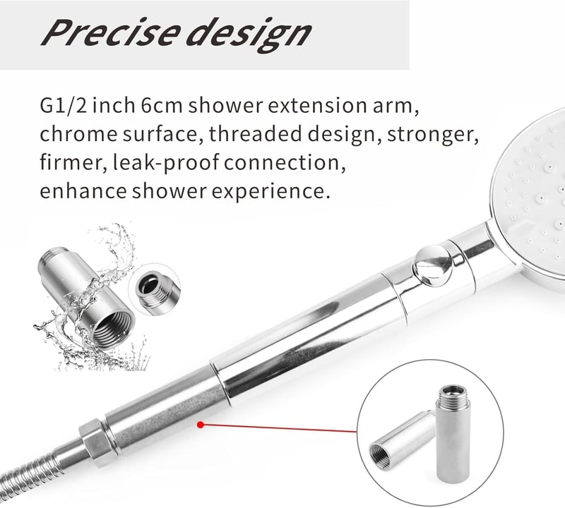 UESDU 3 db rozsdamentes zuhanyfej hosszabbító 1/2" 80mm csatlakozó
