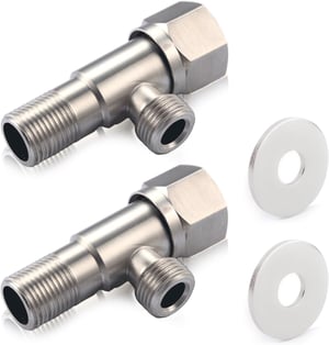 UESDU 304 kutni ventil od nehrđajućeg čelika, zidni priključak 1/2", priključak za crijevo 3/8" - 2 kom.