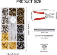 UESDU Bőrcsatornázó szegecs szett 180 db fogóval - DIY bőrmunkához 2