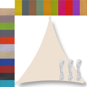 Ufamiluk Velă de umbrire triunghiulară 1,6x1,6x1,6 m, alb murdar, impermeabilă, protecție UV 95%, prelată pentru grădină, terasă, piscină, exterior, utilizată