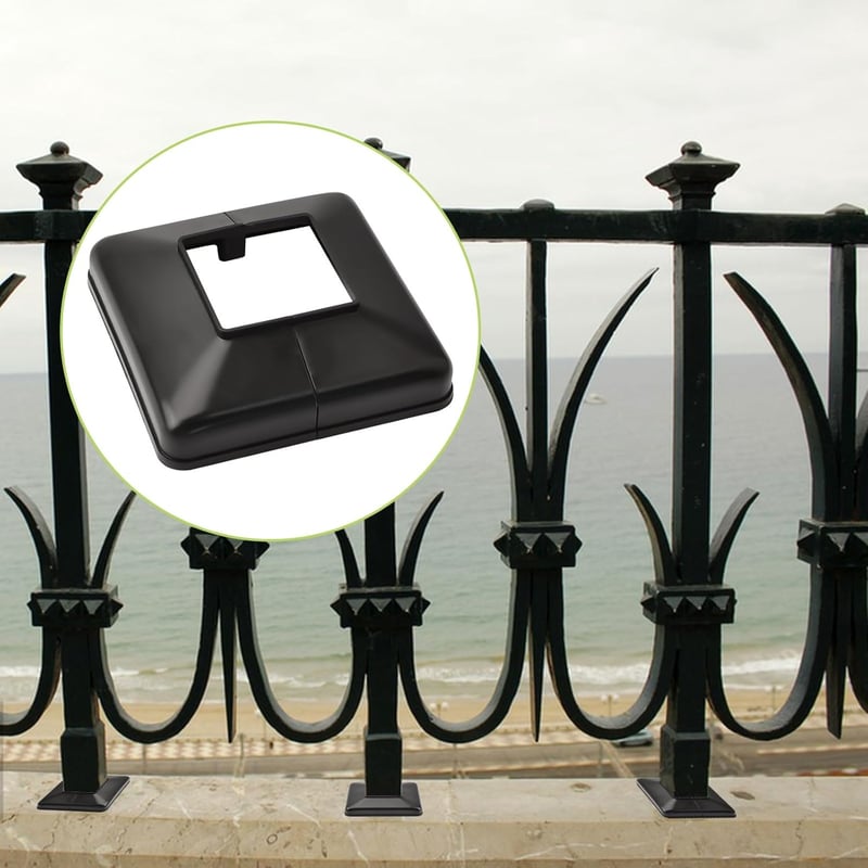 UFURMATE 50x50mm Műanyag Oszloptalp Takaró - 6 db Fekete Dekoratív Korláttalp Burkolat Lépcsőkhöz, Kerítéshez és Korlátokhoz