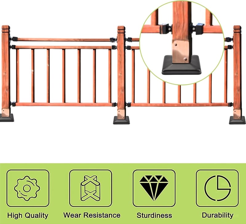 UFURMATE 50x50mm Műanyag Oszloptalp Takaró - 6 db Fekete Dekoratív Korláttalp Burkolat Lépcsőkhöz, Kerítéshez és Korlátokhoz