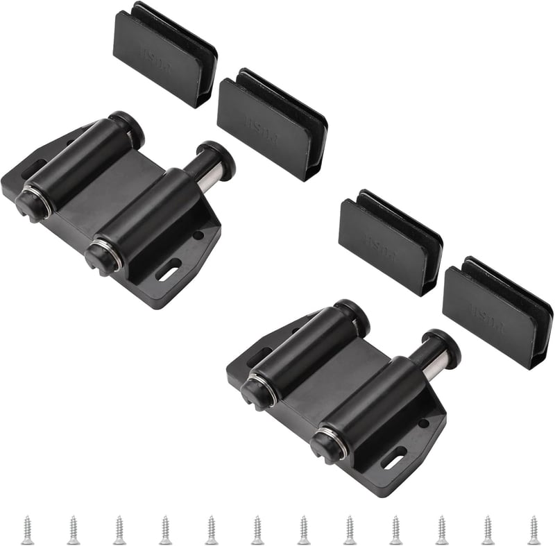 UFURMATE Mágneses Üvegajtó Rögzítő Szett - 2db Érintéses Nyitású Üvegajtó Zár Állítható Szorítóval, 3-6mm Üvegvastagsághoz, Fekete