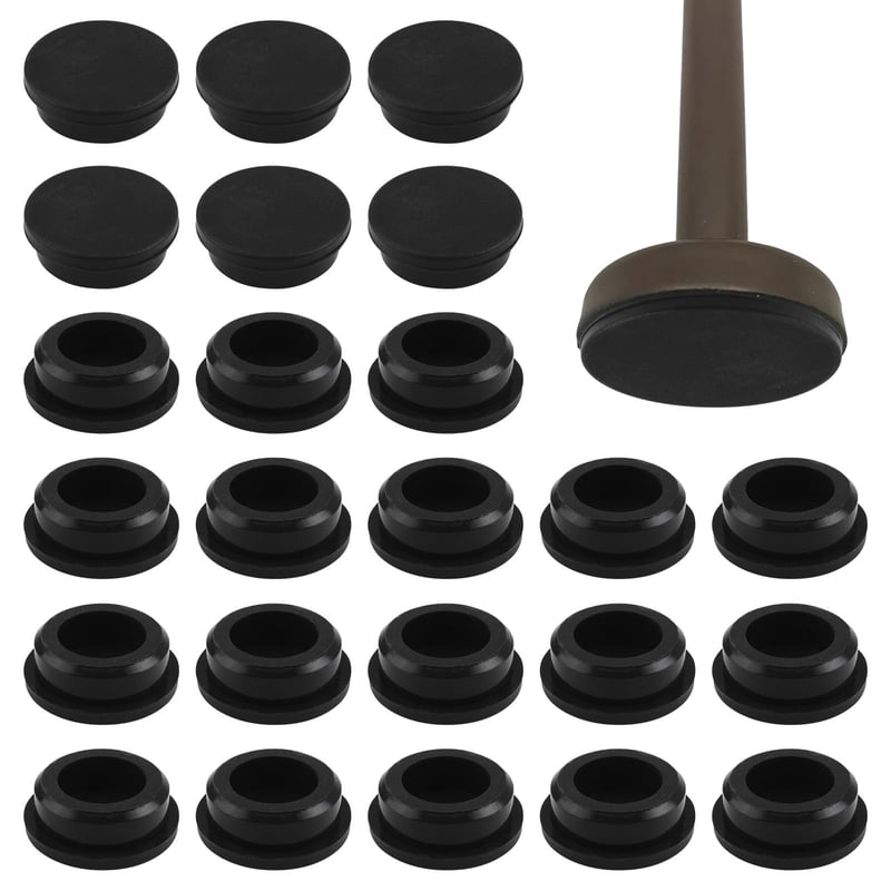 UFURMATE Protecții antiderapante pentru picioare de scaun, capace rotunde pentru mobilier de grădină, protecții din silicon pentru pardoseală exterioară, fier forjat, 32 mm, negru, 24 bucăți