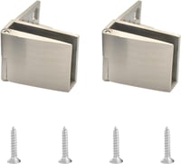 UFURMATE Üvegajtó Zsanér 90 Fokos - 2 db Keret Nélküli Oldalra Szerelhető Üvegcsíptető Pánt 3-5 mm Vastag Üveghez, Szálcsiszolt Ezüst 1