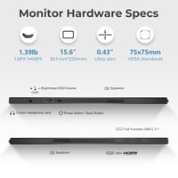 Prenosný monitor UFYQL 15,6", Full HD 1080P IPS, USB-C – chybný, na náhradné diely: Monitor nezobrazuje obraz (stav: pozri 2. obrázok) 12