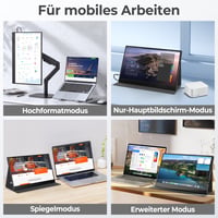 Prenosný monitor UFYQL, 15,6", FHD IPS, USB-C & HDMI, s ochranným puzdrom, kompatibilný s VESA 4