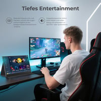 Prenosný monitor UFYQL, 15,6", FHD IPS, USB-C & HDMI, s ochranným puzdrom, kompatibilný s VESA 6