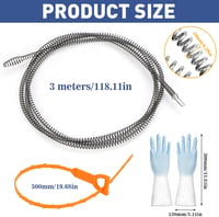 UGBO lefolyótisztító spirál 10 mm x 3 m lefolyócső tisztítószár mosogatóhoz fúró adapterrel 3