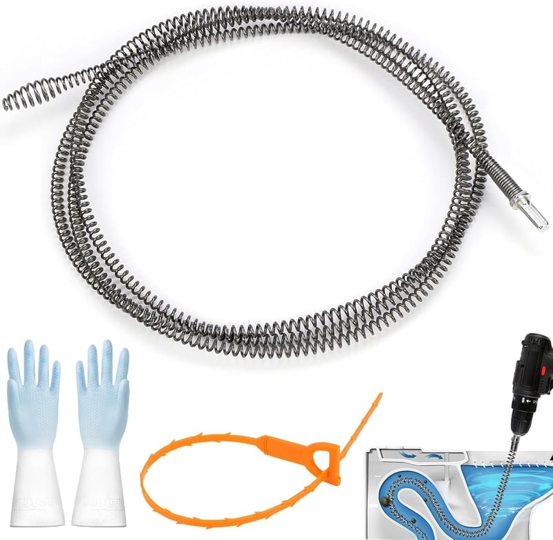 UGBO lefolyótisztító spirál 10 mm x 3 m lefolyócső tisztítószár mosogatóhoz fúró adapterrel