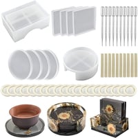 UGBO Szilikon Öntőforma Szett Poháralátét Készítéshez - Epoxi Gyanta DIY Forma 10 Darabos Kerek Négyzet Alakú Kreatív Kézműves 1