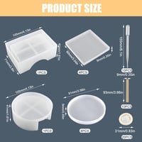 UGBO Szilikon Öntőforma Szett Poháralátét Készítéshez - Epoxi Gyanta DIY Forma 10 Darabos Kerek Négyzet Alakú Kreatív Kézműves 3