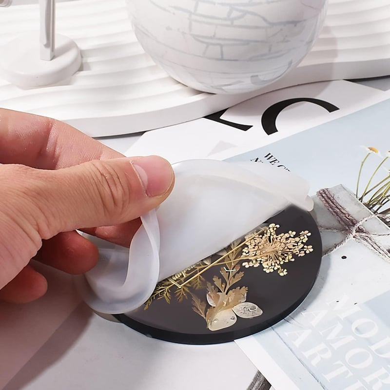 UGBO Szilikon Öntőforma Szett Poháralátét Készítéshez - Epoxi Gyanta DIY Forma 10 Darabos Kerek Négyzet Alakú Kreatív Kézműves