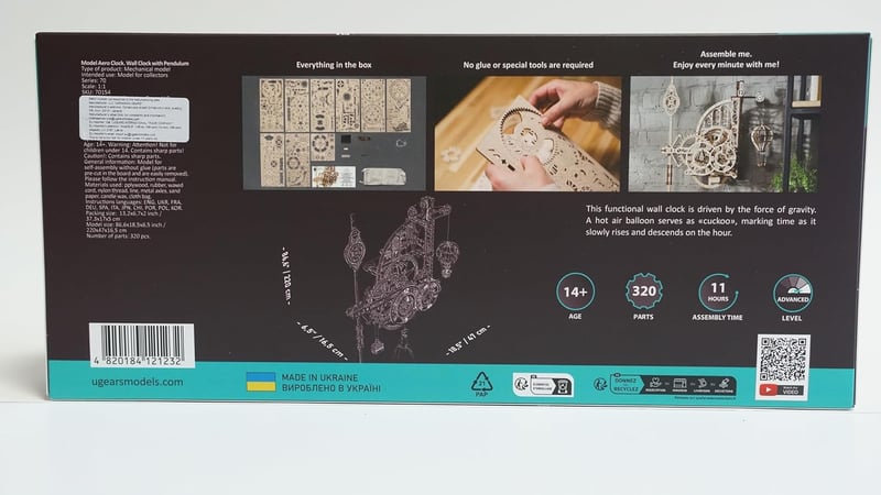 UGEARS Aero Clock 3D fa puzzle ingaóra mechanikus modell készlet felnőtteknek