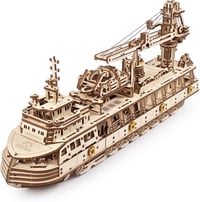 UGEARS Explorer Hajó 3D Fa Puzzle - Mechanikus Modellépítő Készlet Felnőtteknek - research vessel 2