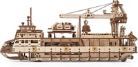 UGEARS Explorer Hajó 3D Fa Puzzle - Mechanikus Modellépítő Készlet Felnőtteknek - research vessel 3