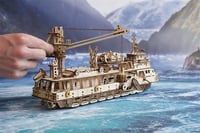 UGEARS Explorer Hajó 3D Fa Puzzle - Mechanikus Modellépítő Készlet Felnőtteknek - research vessel 7
