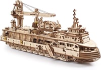 UGEARS Explorer Hajó 3D Fa Puzzle - Mechanikus Modellépítő Készlet Felnőtteknek - research vessel 1
