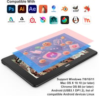 UGEE U1600 Grafikus Rajztábla Monitor 15,4" FHD Teljesen Laminált Kijelzővel, 90% NTSC, Windows/Mac/Android/Linux/OSU Kompatibilis Digitális 7
