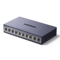 10-portový gigabitový PoE switch UGREEN s 8 PoE a 2 gigabitovými uplink portmi, výkonom 60 W, kovovým krytom, pre NVR a IP kamery 1