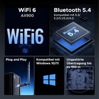 UGREEN 2 az 1-ben WiFi 6 AX900 USB Adapter Bluetooth 5.4, Dual Band 2.4G/5GHz WLAN Stick 6dBi Antennával Windows 11/10 PC-hez 2