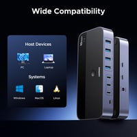 Comutator UGREEN 2 la 7 USB-C, 10Gbps, USB 3.2, splitter pentru două PC-uri, cu 3x USB-C, 4x USB-A, pentru tastatură, mouse, imprimantă, cu telecomandă pe fir 8