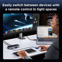 Comutator UGREEN 2 la 7 USB-C, 10Gbps, USB 3.2, splitter pentru două PC-uri, cu 3x USB-C, 4x USB-A, pentru tastatură, mouse, imprimantă, cu telecomandă pe fir 6