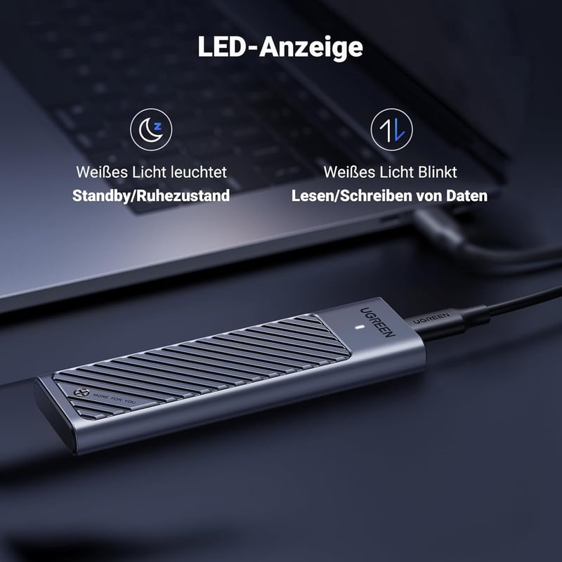 UGREEN 20Gbps NVMe SATA SSD ház USB-C 3.2 Gen 2x2, M.2 2280/2242/2230 kompatibilis