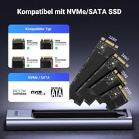 UGREEN 20Gbps NVMe SATA SSD ház USB-C 3.2 Gen 2x2, M.2 2280/2242/2230 kompatibilis 4