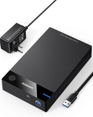Carcasă externă UGREEN pentru hard disk de 3,5 inchi, 20TB, USB 3.0, UASP, 5Gbps, pentru unități HDD și SSD SATA I II III, cu sursă de alimentare, pentru WD, Toshiba, Seagate