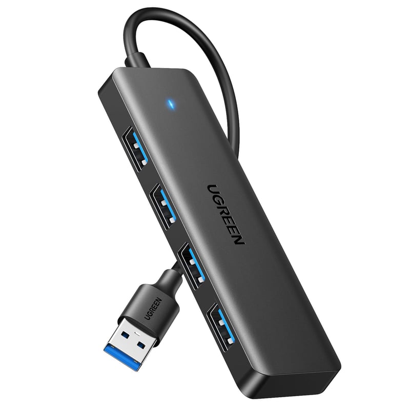 UGREEN 4-portni USB 3.0 Hub Razdjelnik 5Gbps Brzi Prijenos Podataka MacBook iMac Surface Dell Laptop PC Tvrdi Disk USB Stick 15cm Crni