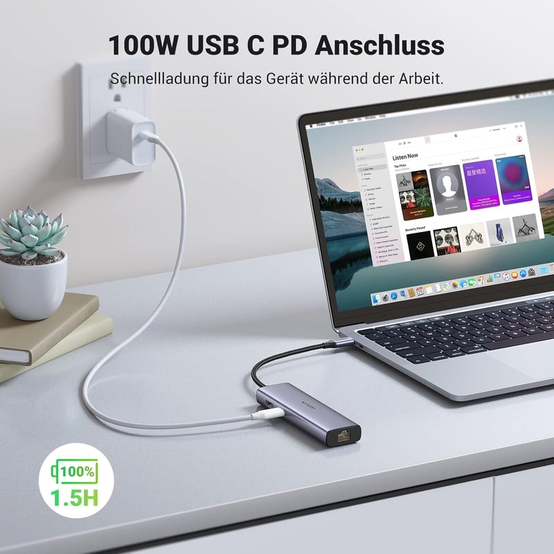 UGREEN 7 az 1-ben USB-C Hub - Gigabit Ethernet, 4K HDMI, 100W PD, SD Kártyaolvasó, iPhone 15, MacBook, iPad Pro, Steam Deck kompatibilis