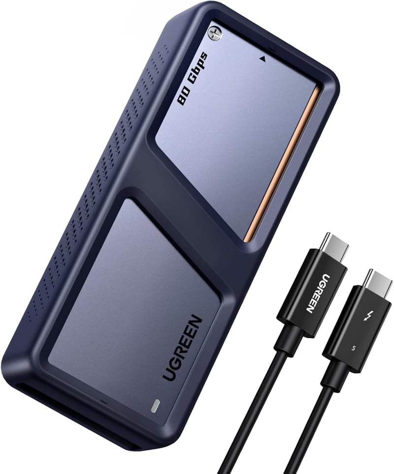 UGREEN 80Gbps M2 SSD Ház Intel JHL9480 Chippel - Thunderbolt 5/4 és USB4 Kompatibilis - MacBook Pro M4, Mac Mini M4 és HP Celeron N4120 Eszk