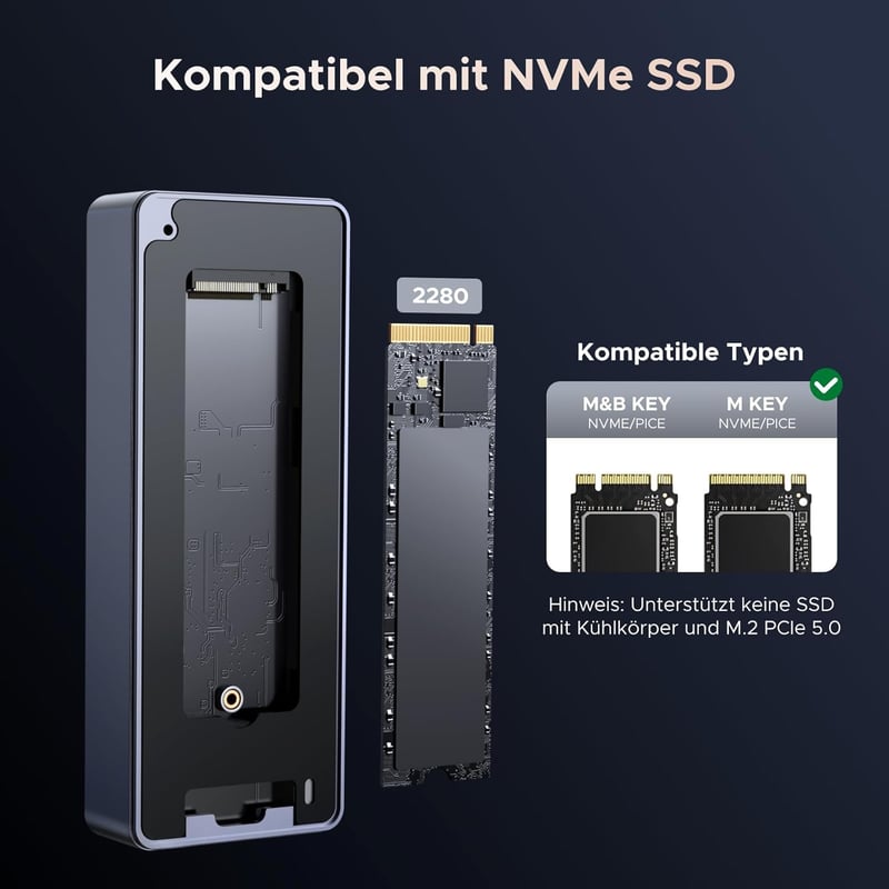 UGREEN 80Gbps M2 SSD Ház Intel JHL9480 Chippel - Thunderbolt 5/4 és USB4 Kompatibilis - MacBook Pro M4, Mac Mini M4 és HP Celeron N4120 Eszk