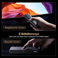 UGREEN 8K@60Hz HDMI Switch 5 bemenet 1 kimenet - Alumínium HDMI 2.1 elosztó HDR10+ támogatással, PS5/PS4/Xbox/Switch kompatibilis, tápegység 5