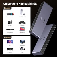 UGREEN 8K@60Hz HDMI Switch 5 bemenet 1 kimenet - Alumínium HDMI 2.1 elosztó HDR10+ támogatással, PS5/PS4/Xbox/Switch kompatibilis, tápegység 7