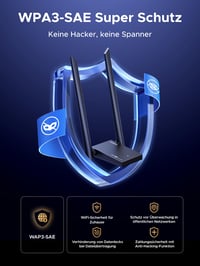 Adaptér UGREEN AXE5400 WiFi 6E USB WLAN, trojpásmový, 5400 Mbps, s dvoma anténami a podporou WPA3 pre PC 7
