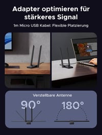 Adaptér UGREEN AXE5400 WiFi 6E USB WLAN, trojpásmový, 5400 Mbps, s dvoma anténami a podporou WPA3 pre PC 8