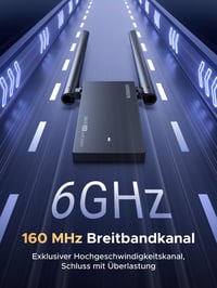 Adaptér UGREEN AXE5400 WiFi 6E USB WLAN, trojpásmový, 5400 Mbps, s dvoma anténami a podporou WPA3 pre PC 3